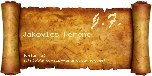 Jakovics Ferenc névjegykártya